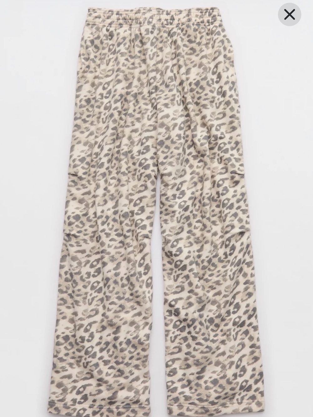 Aerie Go-To Slouchy Sweatpant Leopard Print Wide Leg Lounge Pants - Picture 2 of 6